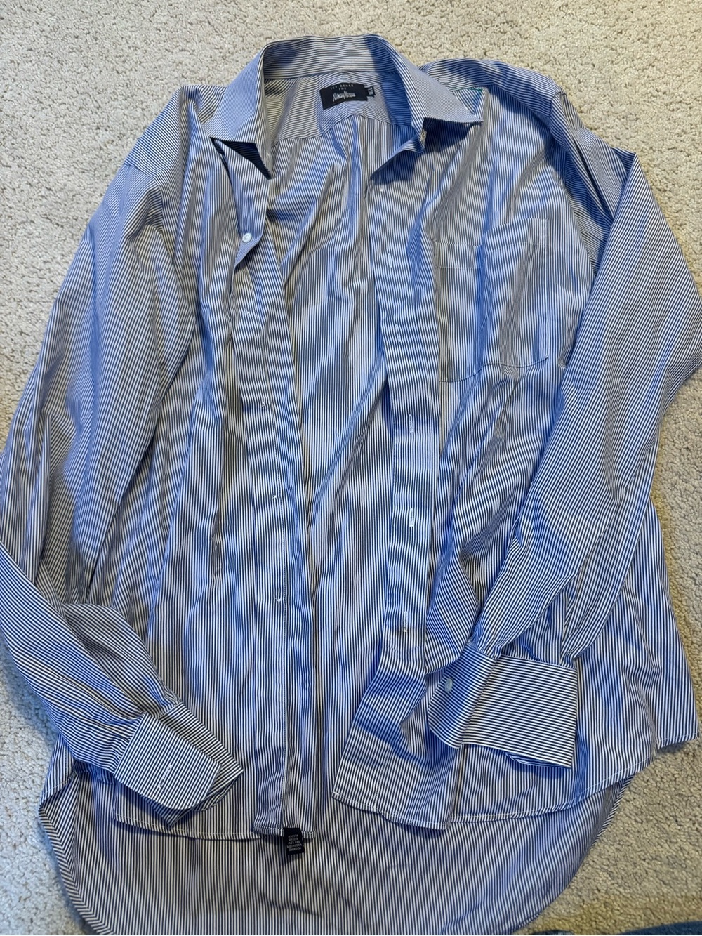 Ike Behar Men’s Blue and White Pinstripe Button-Down Shirt
